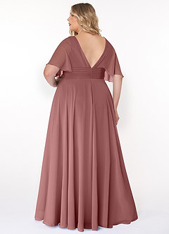 Azazie Pamela Bridesmaid Dresses Desert Rose A-Line V-Neck Pleated Chiffon Dress image7