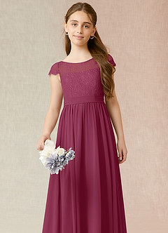 Azazie Silvermist Junior Mulberry A-Line Pleated Chiffon Dress image6