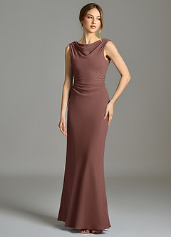 Azazie Kieryn Robes de demoiselle d'honneur Robe Sirène en Mousseline de soie Plissée Expresso image1