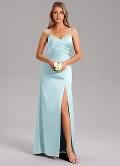 Azazie Azuree Brudtärnklänningar Klä av A-Linje i Stretch Satin Plisserad Molnblått image3