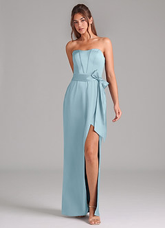 Azazie Jamie Bridesmaid Dresses Moody Blue A-Line Strapless Stretch Satin Convertible Dress image3