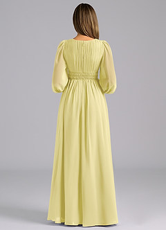 Azazie Palerma Brautjungfernkleider A-Linie Langarm Chiffon Kleid Zitronensorbet image2