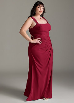 Azazie Jesaphine Bridesmaid Dresses Burgundy Sheath Bow Chiffon Dress image10