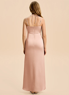 Azazie Nova Junior Robe Fourreau en Satin extensible Plissée Or Rose image2