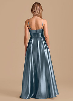 Azazie Lucienne Bridesmaid Dresses Twilight A-Line Pleated Metallic Satin Dress image2