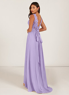 Azazie Gertrude Bridesmaid Dresses Lilac A-Line Lace Chiffon Dress image5
