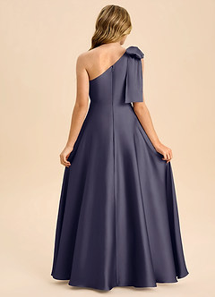 Azazie Penguin Junior Abito A-Line in Raso Elasticizzato Fiocco Stormy image2