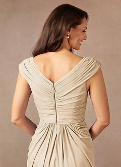 Azazie Lisolette Mère de la mariée Robes Robe Fourreau en Maille Plissée Champagne image8