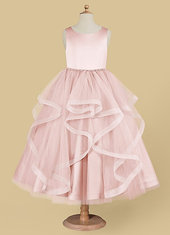 Azazie Sofia Flower Girl Dresses Blushing Pink A-Line Beaded Tulle Dress image5