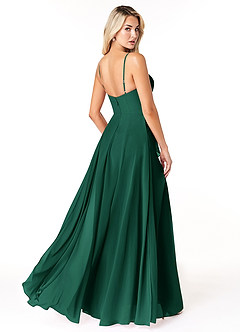 Azazie Emerald Bridesmaid Dresses Emerald A-Line Ruffled Chiffon Dress image3