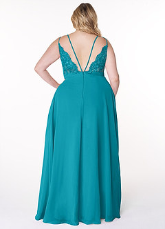 Azazie Lennon Bridesmaid Dresses Jade A-Line Lace Chiffon Dress image8