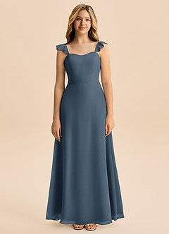 Azazie Mavie Junior Linia A Marszczony Szyfon Długość podłogi Młodsza druhna Sukienka image4