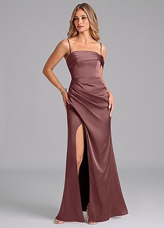 Azazie Lisbeth Bridesmaid Dresses Vintage Mauve Mermaid Off the Shoulder Stretch Satin Convertible Dress image6