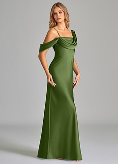 Azazie Celina Brautjungfernkleider Etui Schulterfrei Stretch-Satin Kleid Wacholder image4