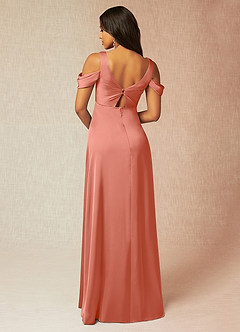 Azazie Rhea Robes de demoiselle d'honneur de maternité Robe Trapèze Épaule nue plissée Longueur ras du sol Satin extensible image2