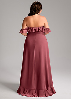 Azazie Lyra Vestidos de damas de honor Vestido de Merlot de Gasa de Corte en A Convertible image12