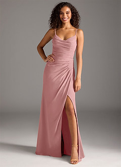 Azazie Deandra Bridesmaid Dresses Dusty Rose Mermaid Pleated Chiffon Dress image1