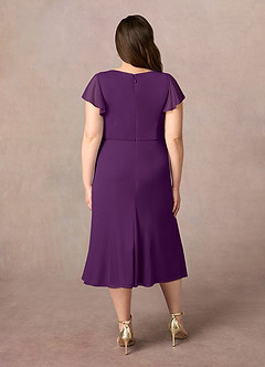 Azazie Vera Mother of the Bride Dresses Grape A-Line V-Neck Pleated Mesh Dress image9