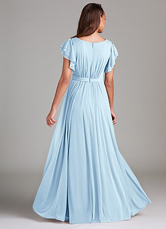 Azazie Daphne Modest Bridesmaid Dresses A-Line Ruched Mesh Floor-Length Dress image2