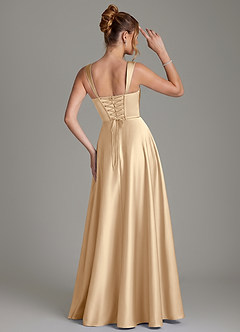 Azazie Azaria Bridesmaid Dresses Champagne A-Line Corset Stretch Satin Dress image5