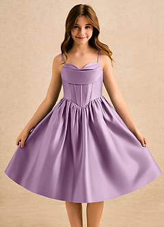 Azazie Shona Girls Formal Final Sale Blushing Pink A-Line Sweetheart Neckline Matte Satin Dress image5