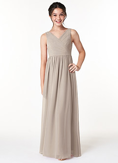 Azazie Sawyer Junior Frost A-Line Pleated Chiffon Dress image1