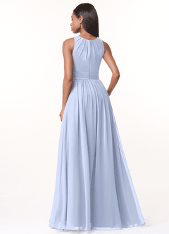 Azazie Harper Bridesmaid Dresses Ice A-Line Pleated Chiffon Dress image2