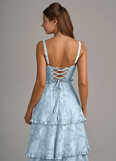 Azazie Romie Bridesmaid Dresses Sky Blue A-Line Corset Floral Burnout Dress image6