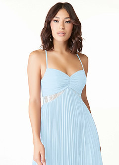 Azazie Devyn Bridesmaid Dresses Sky Blue A-Line Corset Chiffon Dress image5