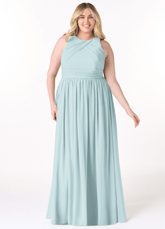 Azazie Harper Bridesmaid Dresses Mist A-Line Pleated Chiffon Dress image6