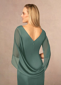 Azazie Belladonna Abiti per la Madre della Sposa Abito Sirena in Maglia con Scollo a U a Pieghe Eucalipto image6