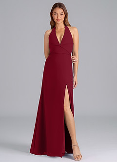 Azazie Odie Brautjungfernkleider A-Linie Chiffon Kleid Burgunderrot image4