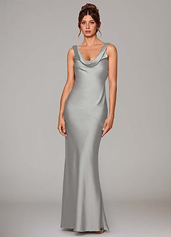 Azazie Rylina 신부 들러리 드레스 인어 스트레치 새틴 바닥 길이 드레스 image6