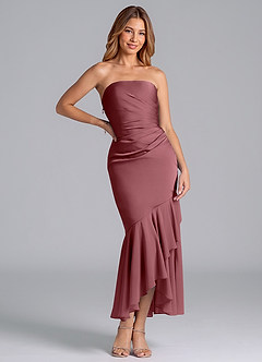 Azazie Danie Brautjungfernkleider Etui Schulterfrei Chiffon Kleid Wüstenrose image3