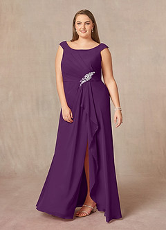 Azazie Yarrow Mother of the Bride Dresses Grape A-Line Pleated Chiffon Dress image7