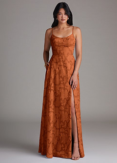 Azazie Moira Suknie dla druhen Linia A Rozcięcie z boku Kwiatowe wypalenie Do ziemi Sukienka image1