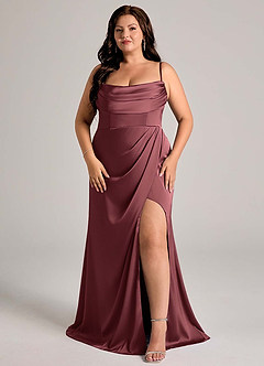 Azazie Johana Bridesmaid Dresses Merlot Mermaid Off the Shoulder Stretch Satin Convertible Dress image15