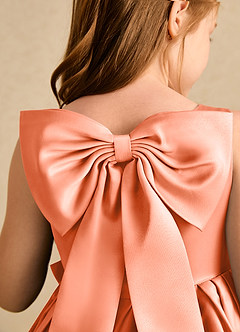 Azazie Jessie Flower Girl Dresses Sunset A-Line Bow Matte Satin Dress image8