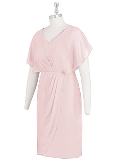 Azazie Julia Mother of the Bride Dresses Blushing Pink Sheath V-Neck Pleated Chiffon Dress image8