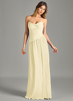 Azazie Becka Jurken voor bruidsmeisjes Jurk van Chiffon met A-Lijn Strapless Citroensorbet image4