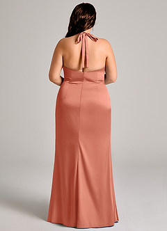 Azazie Valerie Brudtärnklänningar Klä av Sjöjungfru i Stretch Satin Plisserad Laxrosa image12