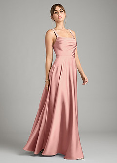 Azazie Shaude Bridesmaid Dresses Rosette A-Line Pleated Stretch Satin Dress image7