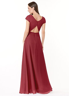 Azazie Hainsly Bridesmaid Dresses Pomegranate A-Line Sweetheart Neckline Chiffon Dress image2
