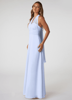 Azazie Fifi Brautjungfernkleider Wandelbar A-Linie Schulterfrei Chiffon Kleid Eis image5