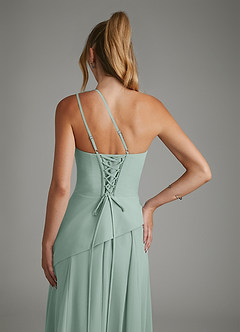Azazie Holly Bridesmaid Dresses Agave A-Line Corset Chiffon Dress image8