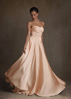 Azazie Alta Robes de mariée Robe Trapèze en Satin extensible Bustier Rose Perle image5