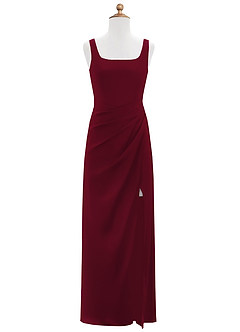 Azazie Mero Junior Burgundy Mermaid Pleated Stretch Satin Dress image6