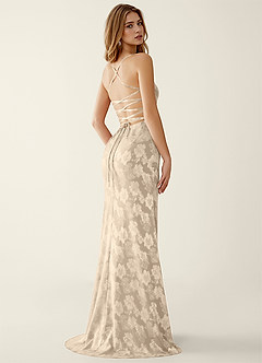 Serapheagn Cream Embossed Clipped Jacquard Prom Dress image2