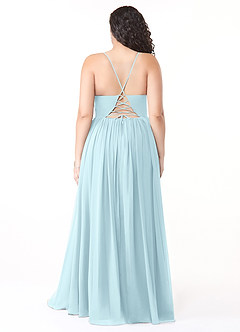 Azazie Aaida Bridesmaid Dresses Cloud Blue A-Line Corset Chiffon Dress image8