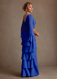 Azazie Arabinda 신부의 어머니 드레스 쉬스 셔링 쉬폰 플로어 길이 드레스 image2